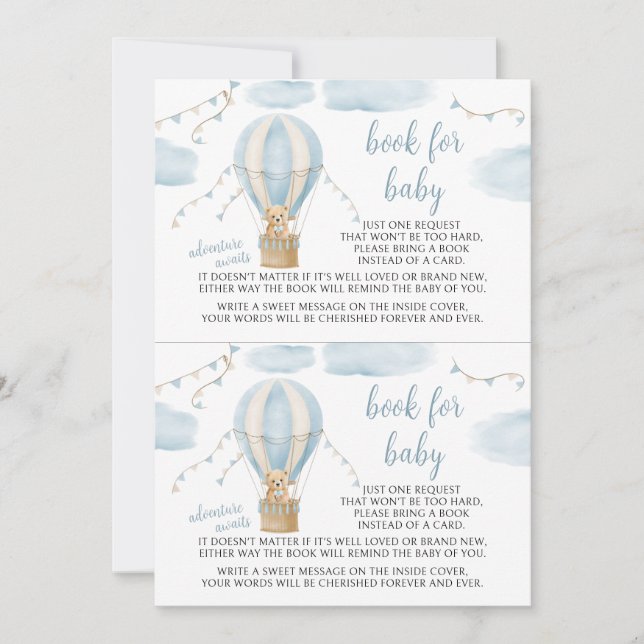 Teddy Bear Adventure Awaits Book for Baby Shower Invitation (Front)