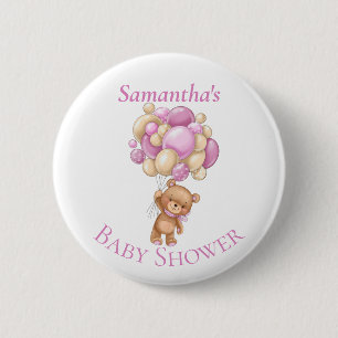 Teddy Bear Adventure balloons Baby Shower 6 Cm Round Badge