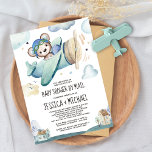 Teddy Bear Aeroplane | Baby Shower by Mail Invitation<br><div class="desc">Teddy Bear Aeroplane/Baby Shower by Mail Invitation - A baby shower by mail invitation for the times where you can't be with the people you love. Because things certainly do not always go as planned. Absolutely ideal for a baby shower by mail. It features an extremely cute teddy bear pilot...</div>