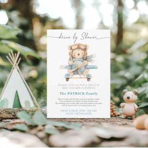 Teddy Bear Aeroplane Baby Shower by Mail Invitation