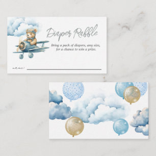 Teddy Bear Aeroplane Baby Shower Diaper Raffle Enclosure Card