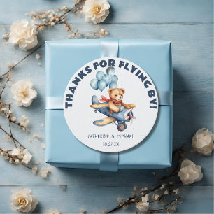 Teddy Bear Aeroplane Balloons Boy Baby Shower Favour Tags