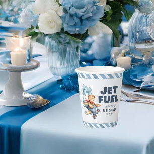 Teddy Bear Aeroplane Balloons Boy Baby Shower Paper Cups