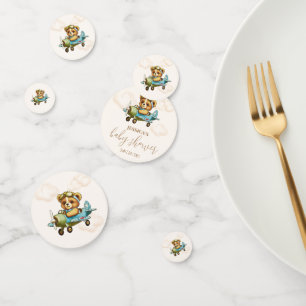 Teddy Bear Aeroplane Pilot Baby Shower Confetti