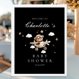 Teddy Bear & Aeroplane Welcome Baby Shower Poster