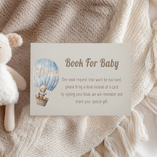 Teddy Bear Air Balloon Baby Shower Book Request Enclosure Card