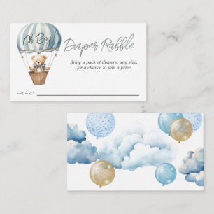 Teddy Bear Air Balloon Baby Shower Diaper Raffle Enclosure Card