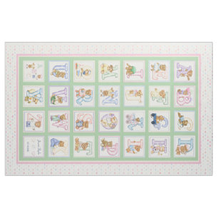 Teddy Bear Alphabet Cheater Quilt Pattern Fabric