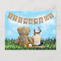 Teddy Bear and Baby Baseball Boy's Baby Shower