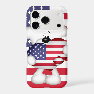 Teddy Bear and Big USA Flag Heart