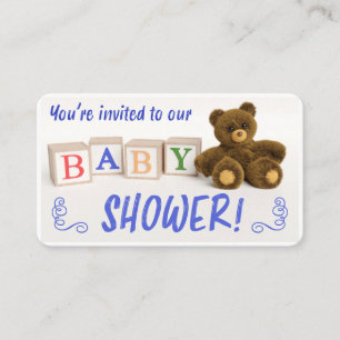 Teddy Bear and Blocks Baby Shower Enclosure Card