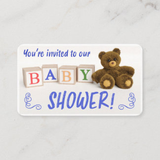Teddy Bear and Blocks Baby Shower Enclosure Card