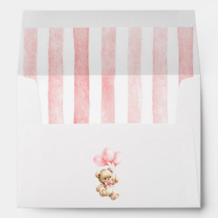 Teddy Bear and Blush Pink Balloons Baby Shower Envelope