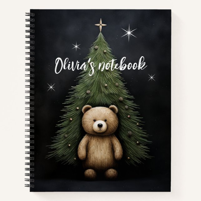 Teddy bear and Christmas tree Notebook (Front)