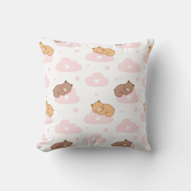 Teddy Bear and Clouds Cushion – Soft Decoration fo (Front)