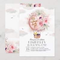 Teddy Bear and Floral Hot Air Balloon Kid Birthday