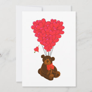 Teddy bear and  heart balloons