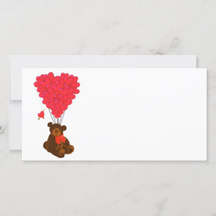 Teddy bear and  heart balloons