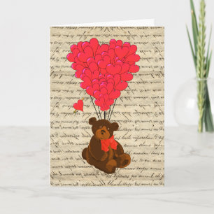 Teddy bear and heart holiday card