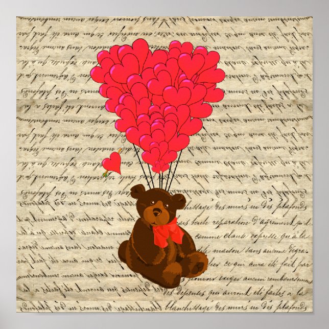 Teddy bear and heart poster (Front)