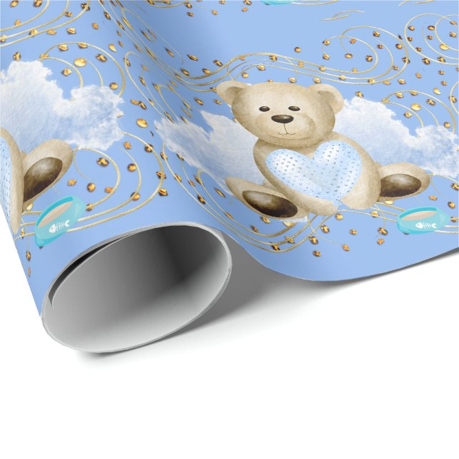 Teddy Bear and Heart Wrapping Paper (Roll Corner)