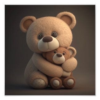 Teddy Bear and his teddy, 12x12 digital download Photo Print