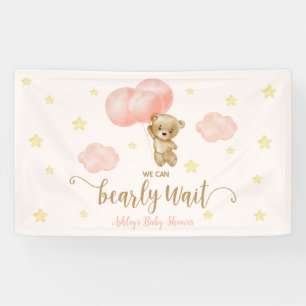 Teddy Bear and Pink Balloons Baby Shower Party Banner