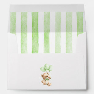 Teddy Bear and Sage Green Balloons Baby Shower Envelope
