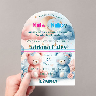 Teddy Bear and Stars Gender Reveal Custom  Acrylic Invitations