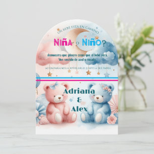 Teddy Bear and Stars Gender Reveal Custom  Invitation
