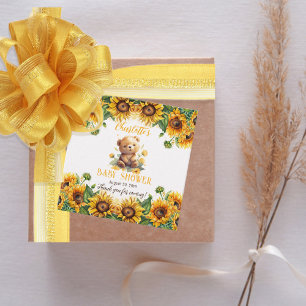 Teddy Bear and Sunflowers Baby Shower Favour Tags