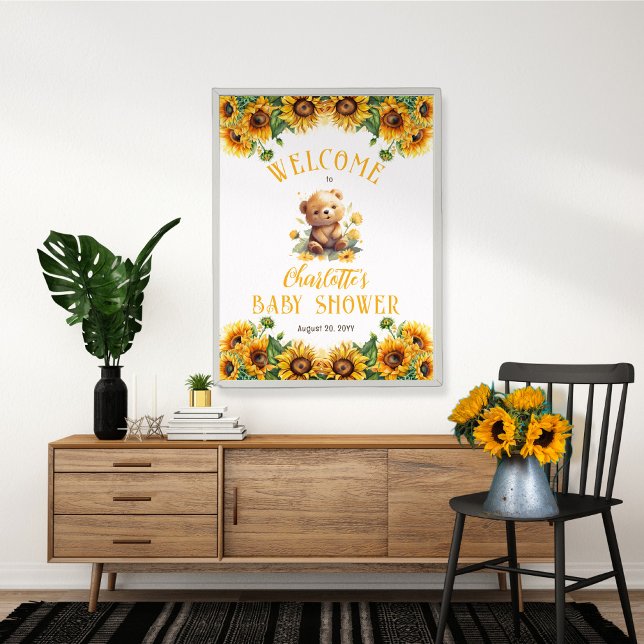 Teddy Bear and Sunflowers Baby Shower Poster (Creator Uploaded)