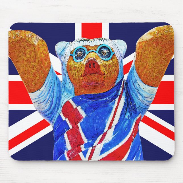 Teddy Bear and Union Jack (UK) Flag Mouse Mat (Front)