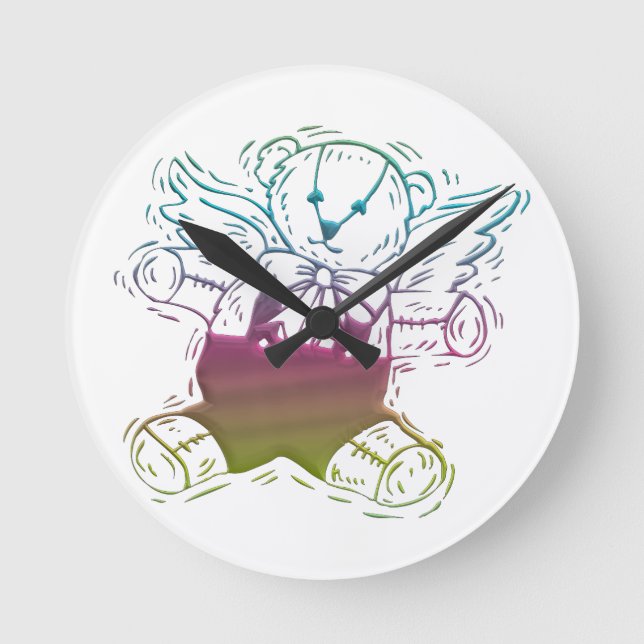 Teddy-Bear Angel Round Clock (Front)