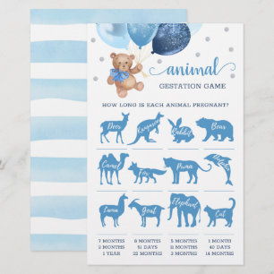 Teddy Bear Animal Gestation Game Baby Shower