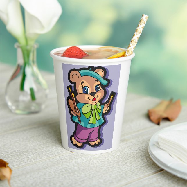 Teddy Bear Artist Paper Cups (Creator Uploaded)