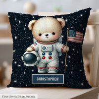 Teddy Bear Astronaut Baby Boy Pillow Nursery Decor