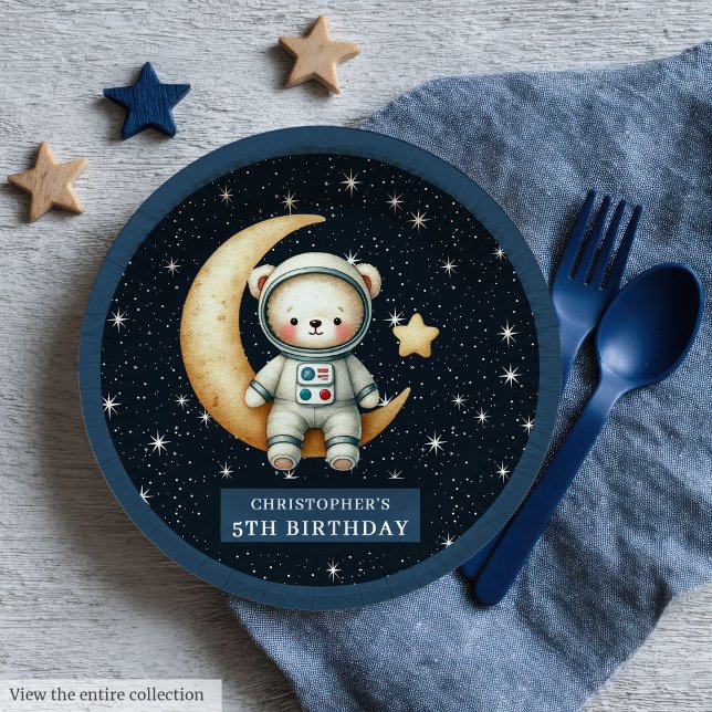 Teddy Bear Astronaut Baby Shower Cute Party Plates (Teddy Bear Astronaut Baby Shower Cute Party Plates)