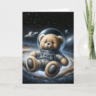 Teddy Bear Astronaut For New Baby Boy Card