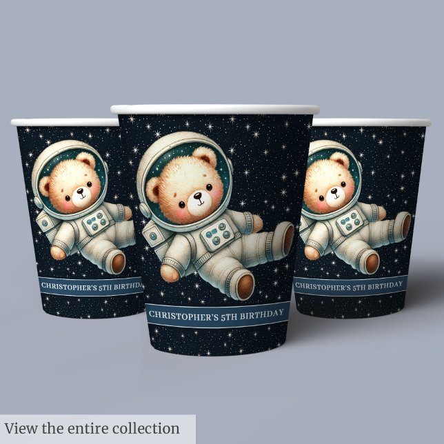 Teddy Bear Astronaut Paper Cups Baby Boy Party (Teddy Bear Astronaut Paper Cups Baby Boy Party)