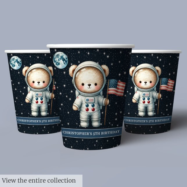 Teddy Bear Astronaut Space Party Cups Baby Boy (Teddy Bear Astronaut Space Party Cups Baby Boy)