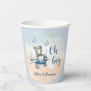 Teddy Bear Aviator Oh Boy Baby Shower  Paper Cups