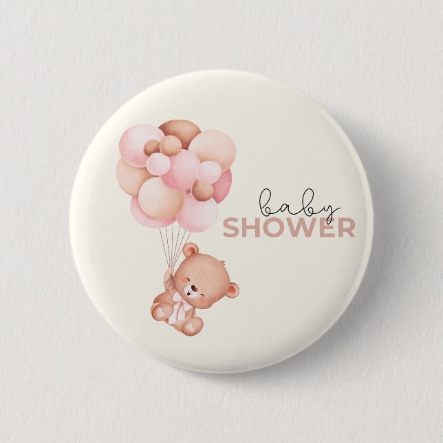 Teddy Bear Baby Baby Shower 6 Cm Round Badge (Front)