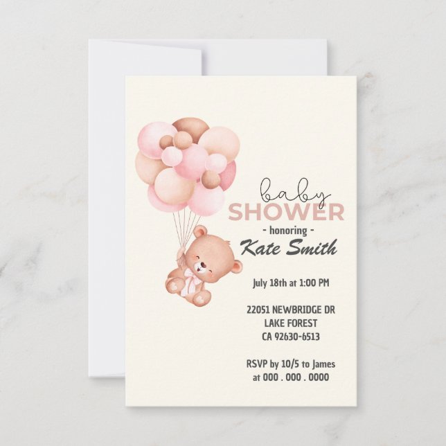 Teddy Bear Baby Baby Shower Thank You Card (Front)