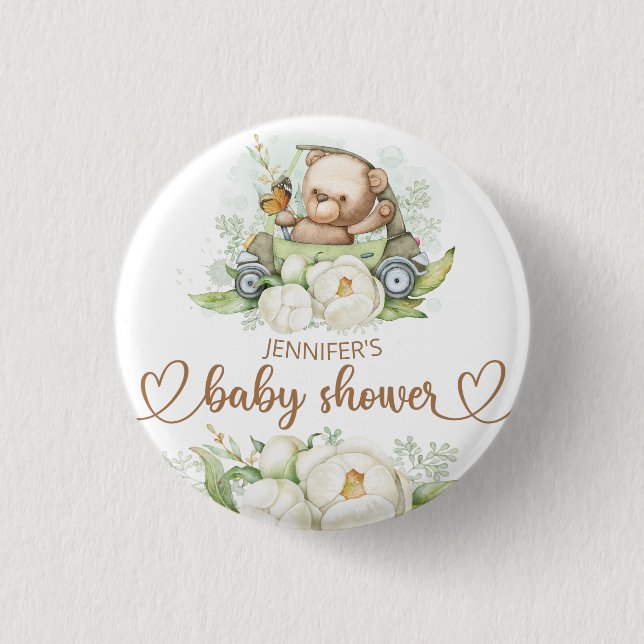 Teddy Bear Baby Bear Baby Shower 3 Cm Round Badge (Front)