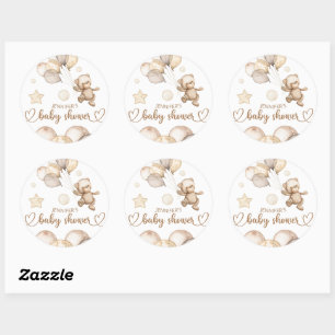 Teddy Bear Baby Bear Baby Shower Ballon  Classic Round Sticker