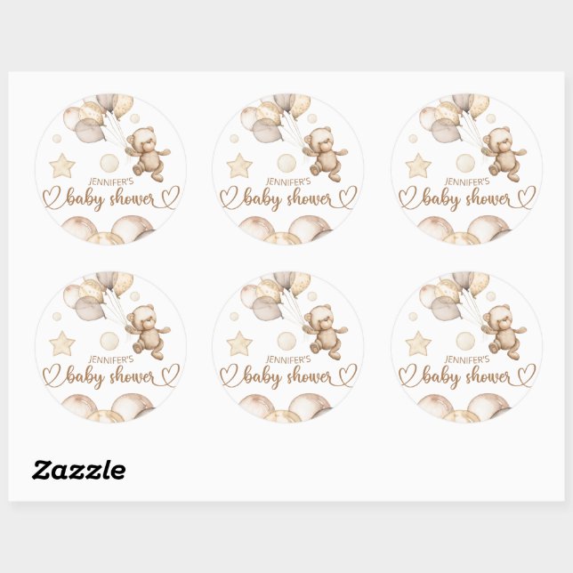 Teddy Bear Baby Bear Baby Shower Ballon  Classic Round Sticker (Sheet)