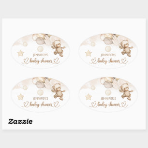 Teddy Bear Baby Bear Baby Shower Ballon Oval Sticker