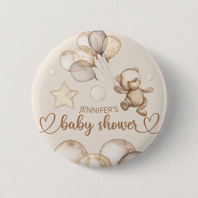Teddy Bear Baby Bear Baby Shower Balloon  6 Cm Round Badge (Front)