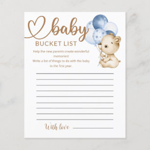 Teddy Bear Baby Bear Baby Shower Bucket List